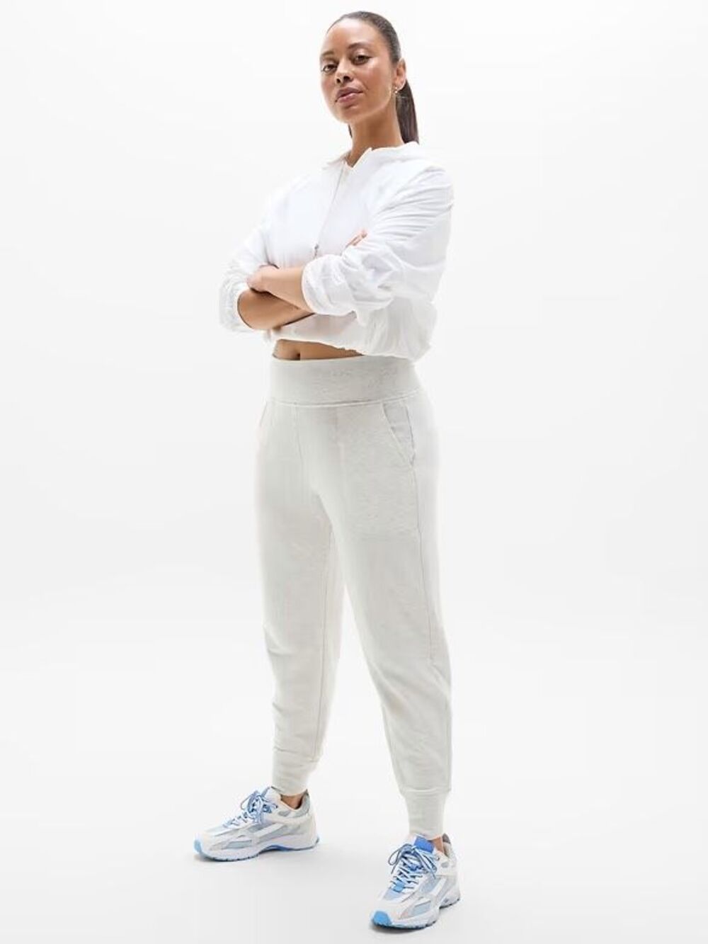 Athleta $80 Coaster Luxe High Rise Jogger Pants heather gray Women's L petite NE - Picture 9 of 11